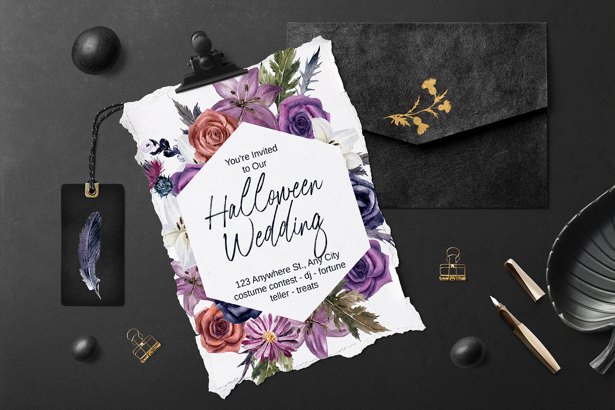 Gothic Halloween Watercolor Set, a Decorative Illustration by Elena Dorosh (Photo 14 of 19)