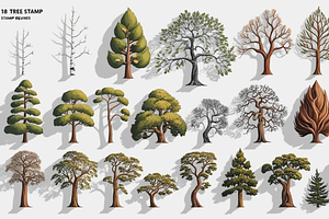 18 Trees Photoshop Stamp Brushes