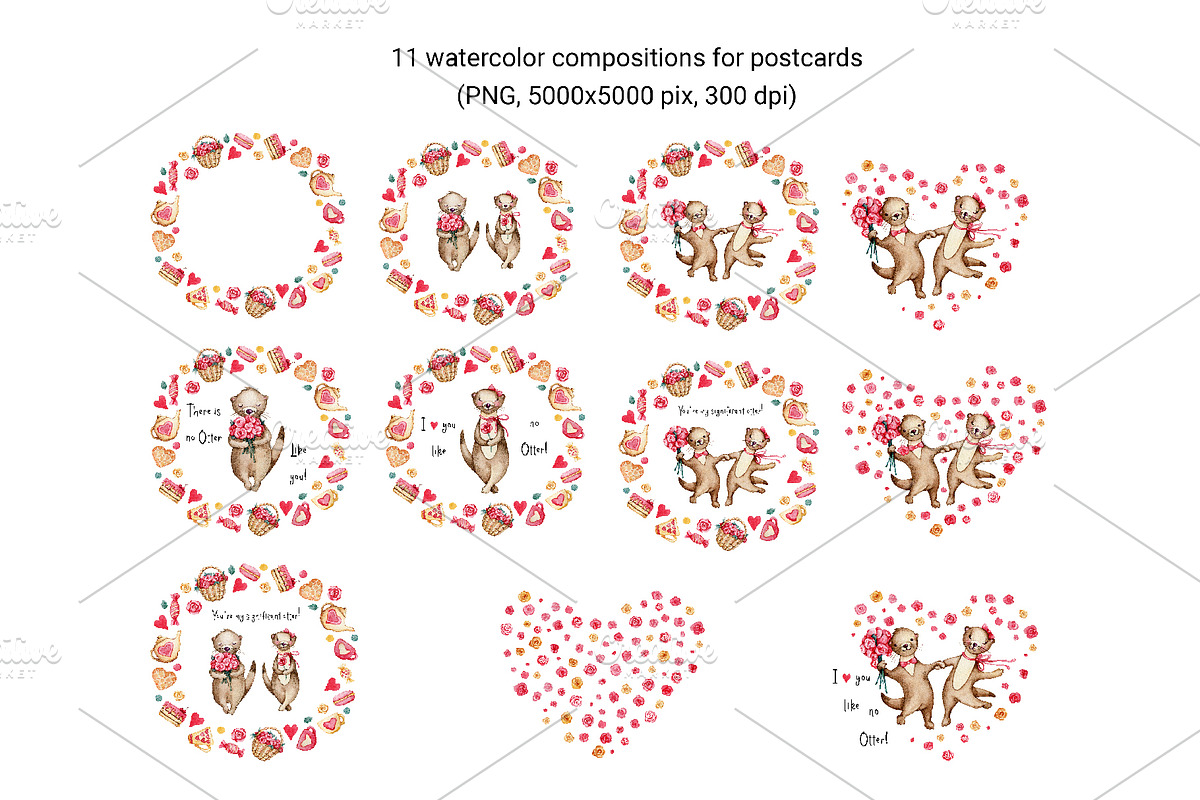 Love Otter, clipart, digital paper, an Animal Illustration by Artmanata (Photo 6 of 17)