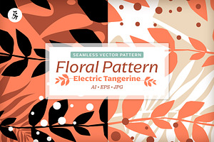 Floral Pattern Electric Tangerine
