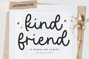 Kind Friend - Monoline Script Font, a Script Font by Letterative Studio (Thumbnail 1 of 5)