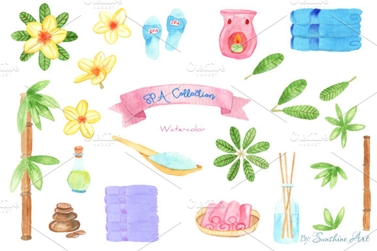 Watercolor SPA Design Elements, an Object Graphic by Sunshine Art Shop (Photo 1 of 7)