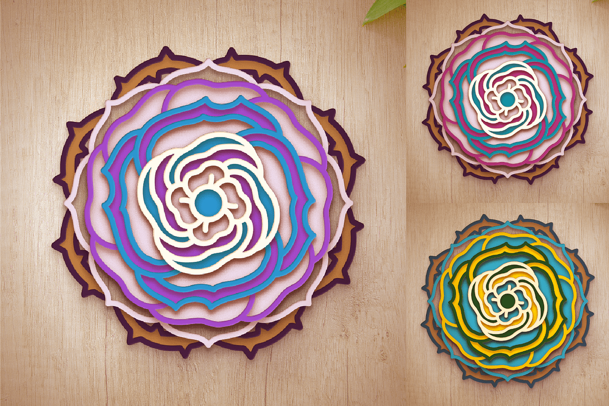 3D Rose Flower Mandala - SVG Cut Fil, a Decorative Illustration by Arshad Ali (Photo 3 of 8)
