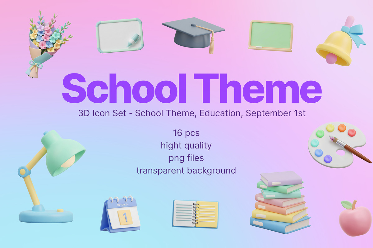 3D Icon Set - School Theme, an Education Illustration by Anya.design