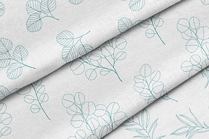 Eucalyptus Leaves Line Art Clipart