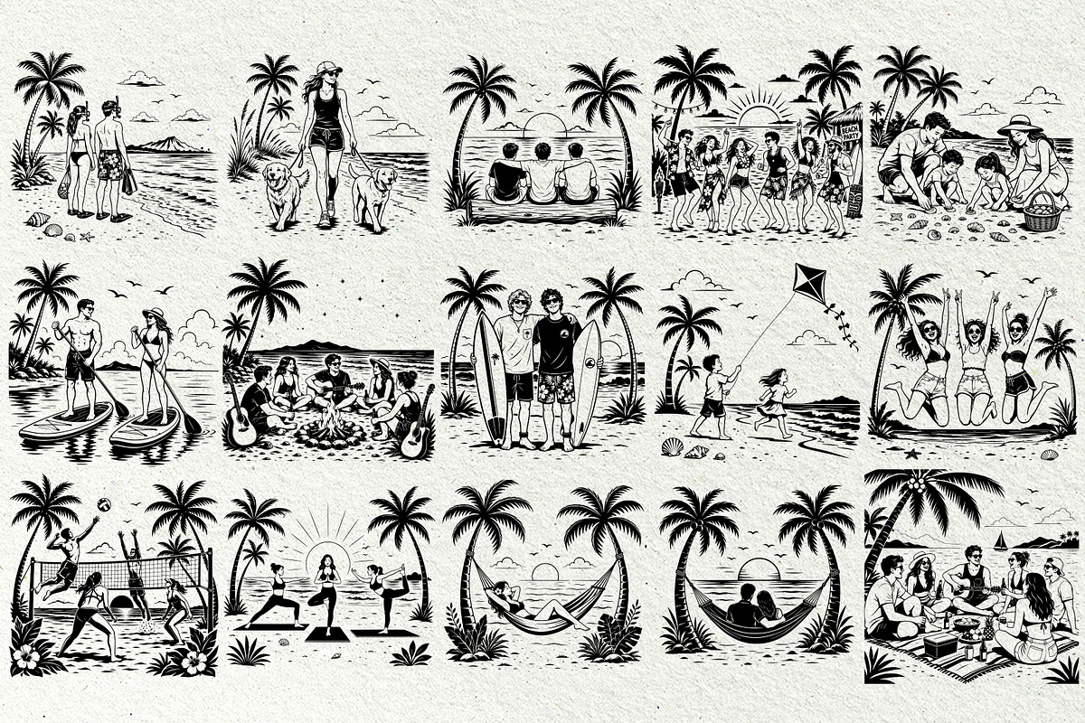 Beach Scenes SVG Graphics, a Seasonal Illustration by DENIDigitalArtSudio (Photo 7 of 8)