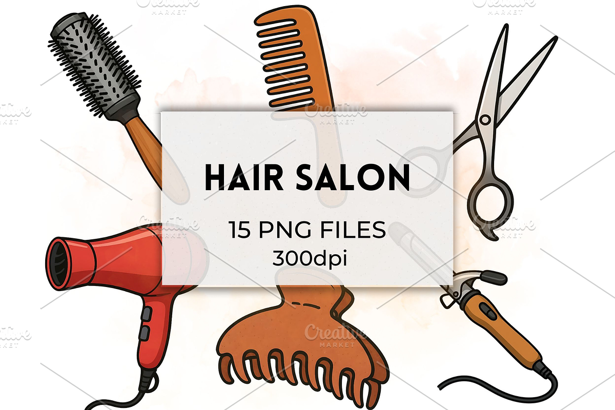 Hair Salon PNG Hairstylist Clipart, a Healthcare Illustration by QM_ART (Photo 1 of 7)
