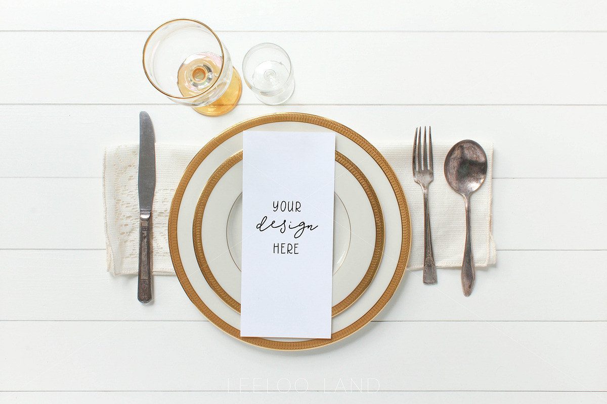 Gold Program/Menu Stationery Mockup, a Product Mockup by ILLONA GRAPHICS (Photo 1 of 4)