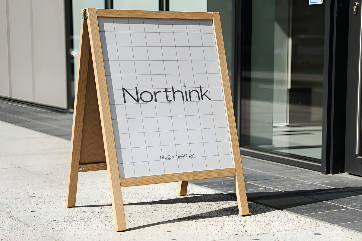 Wooden A-Frame Sign Mockup, a Mockup by Northink (Photo 3 of 3)