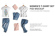 Women's T-Shirt and Jeans Mockup Set, a Shirt Mockup by mock-ups (Thumbnail 1 of 11)