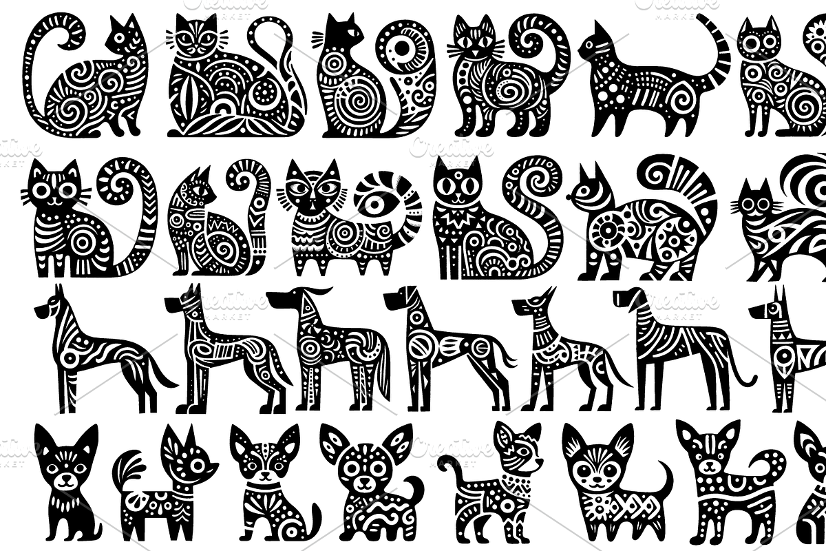 Vintage Animals and Fish Folk Art, an Illustration by devastd (Photo 7 of 30)