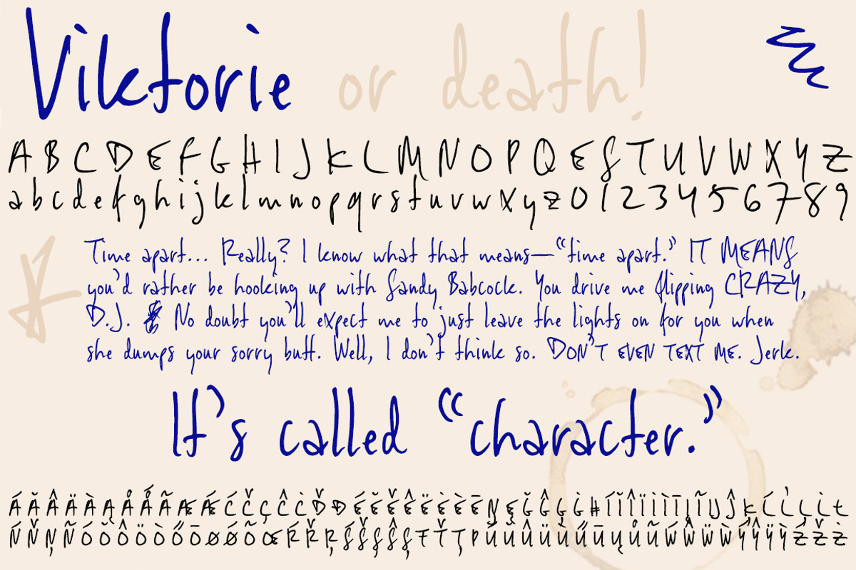 Viktorie, a jotted-down font preview 5