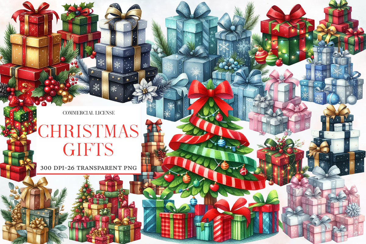 Christmas Gifts Clipart, an Illustration by Designworld (Photo 1 of 6)