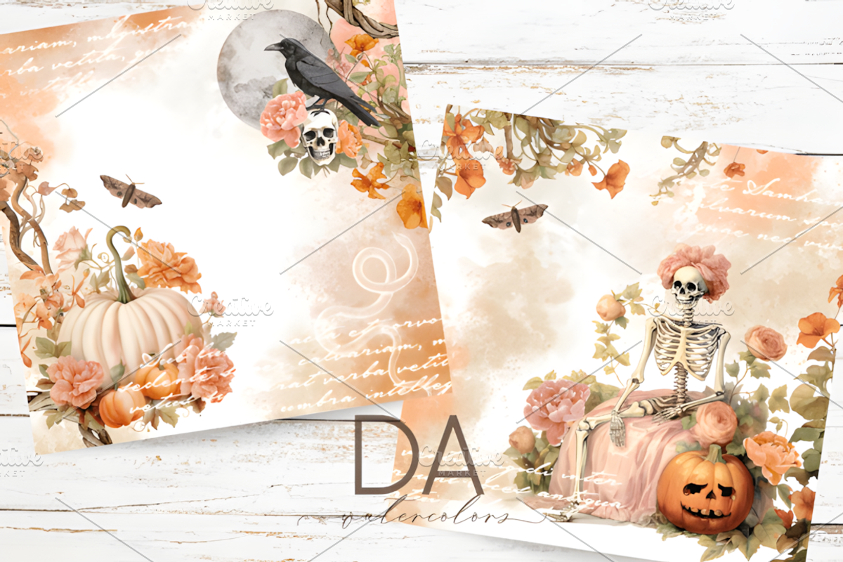 Pink and Orange Halloween Paper, a Background Graphic by Coco Bloom (Photo 2 of 6)