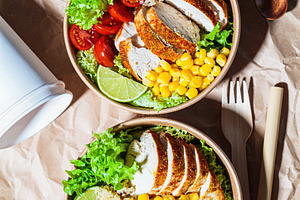Chicken salad in eco paper bowl