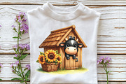 Watercolor Black Cow Peeking House, an Illustration by CraftArtStudio (Thumbnail 2 of 6)