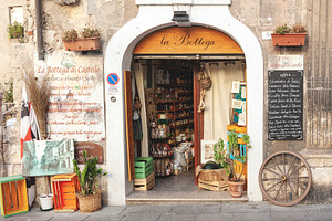 Local food shop entrance in Sardinia, an Architecture Photo by BOOCYS
