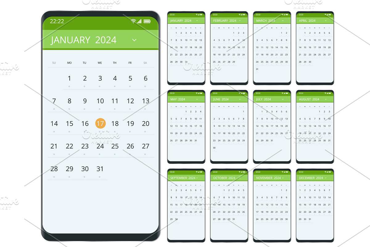 Calendar planner for 2024. Calendar, a Texture Illustration by Golden Sikorka