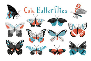 Colorful Butterfly Icon Set