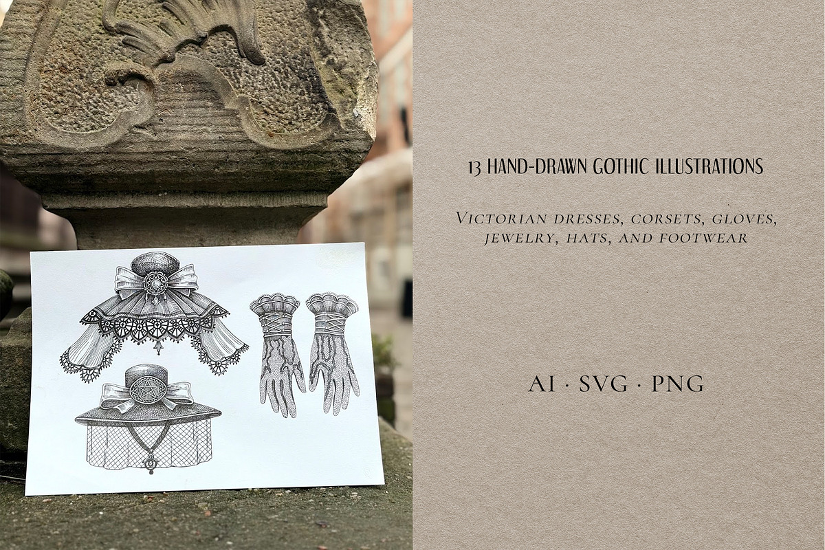 Gothic Fashion Illustration Set, an Object Graphic by Yevheniia (Photo 2 of 7)