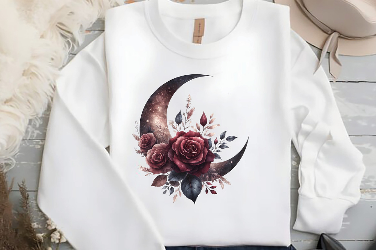 Watercolor Boho Moon Floral Clipart, an Illustration by DreamCafeArt (Photo 5 of 5)