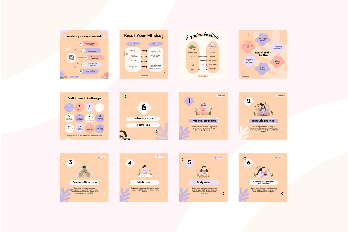 Mental Health Instagram Templates, a Social Media Template by Adored Templates (Photo 7 of 10)