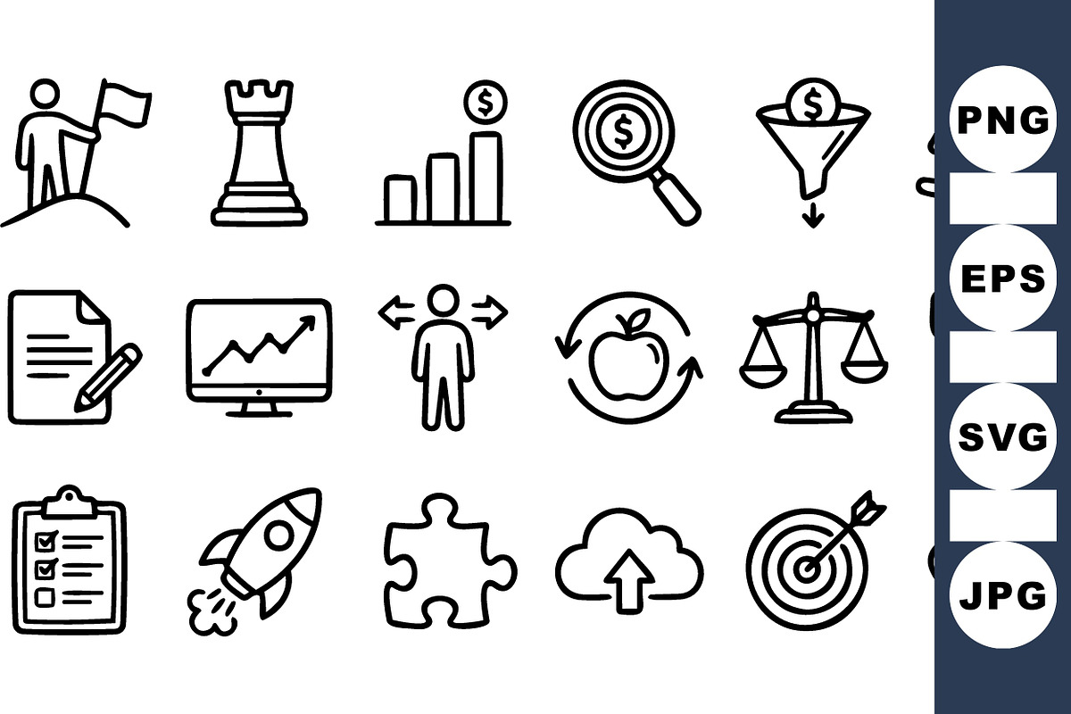 Business Strategy Icon Set, an Illustration by designvectx (Photo 1 of 3)