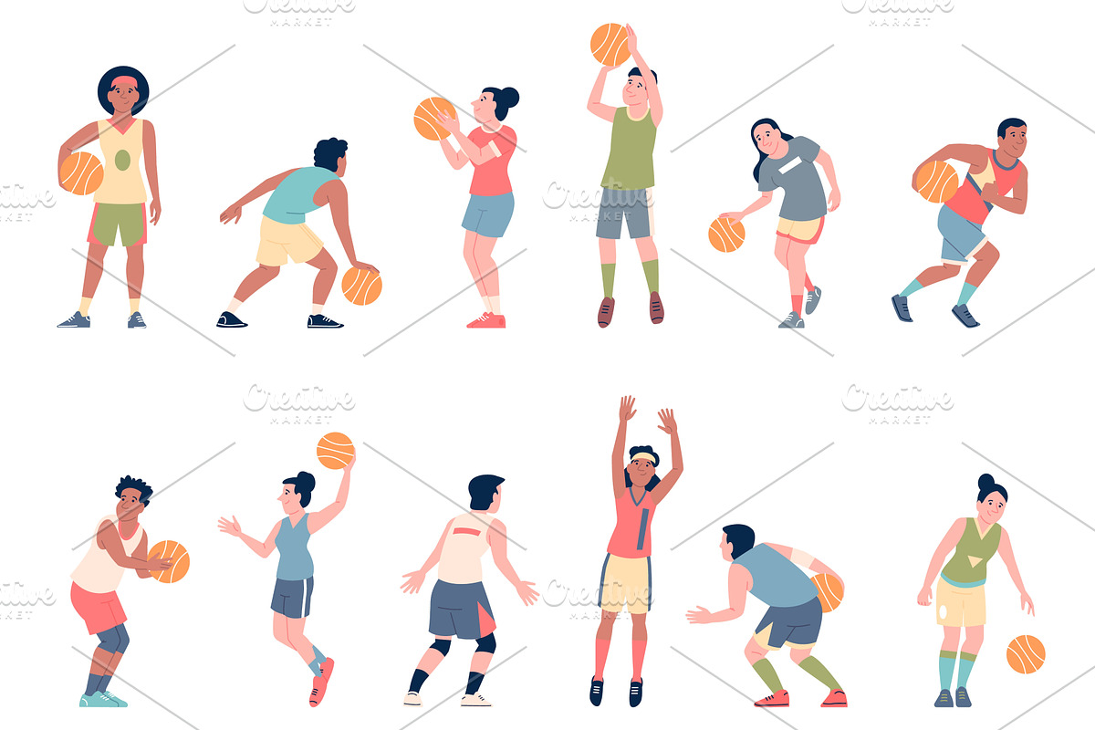Basketball players. Male female, a Sport Illustration by LadadikArt