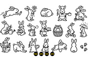 Cute Bunny Line Art Set, an Illustration by designvectx (Thumbnail 3 of 3)