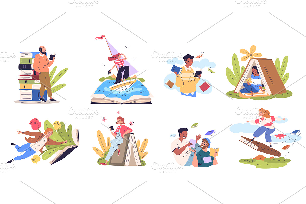 People book concept. Readers read, a Person Illustration by Stock-Smart-Start