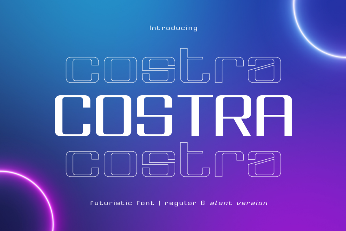 Costra – Y2k Futuristic Font, a Sans Serif Font by Sronstudio (Photo 1 of 11)