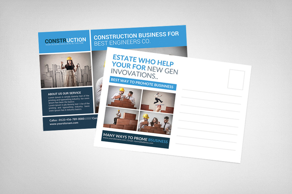 Construction Postcard Templates, a Card Template by graphicforest