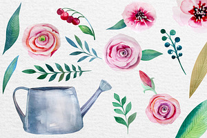 Watercolour Bouquets In The Pots