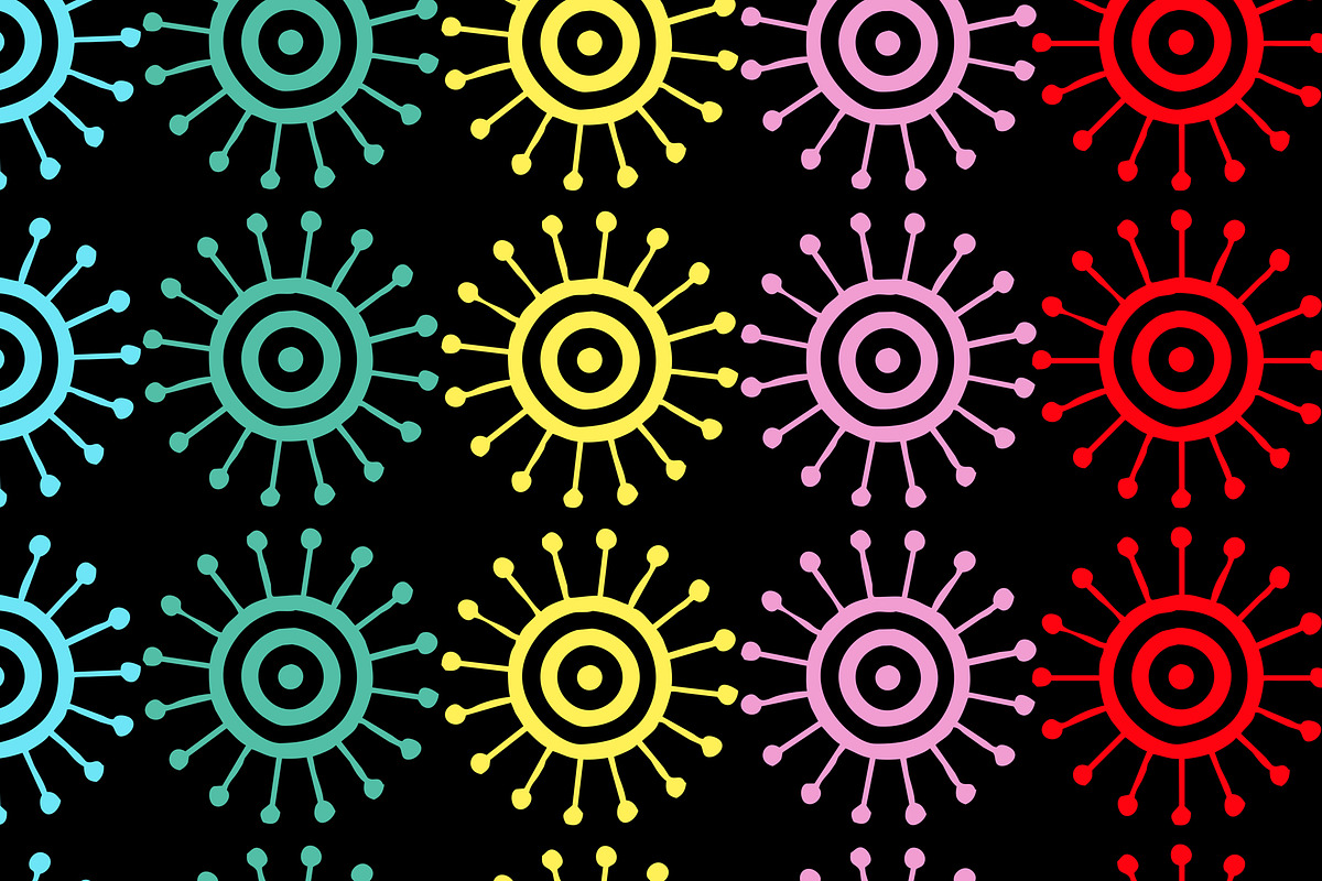 Bright Pop Art Circles on Black, a Pattern Graphic by Sharon Schwalbe (Photo 6 of 6)