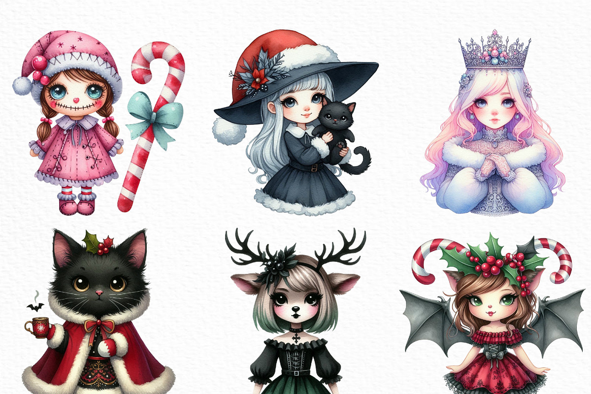 Cute Gothic Christmas Character, an Illustration by Craft Nest (Photo 3 of 6)