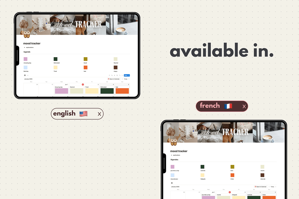 Mood Tracker - Notion template, an App Template by Iasan Design (Photo 6 of 7)