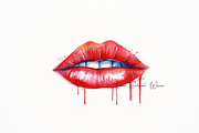 Beautiful Watercolor Red Lips, an Object Illustration by New-School-Wave (Thumbnail 2 of 5)