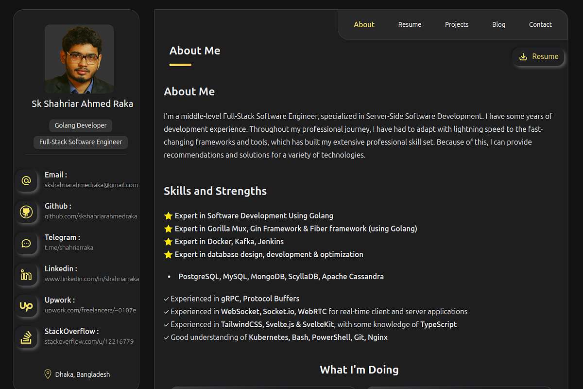 DarkGolden Customizable Portfolio, a React Template by skshahriarahmedraka (Photo 11 of 13)