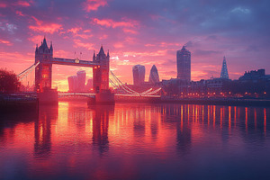 Sunset over London with Tower Bridge, a Photo by Tanuart