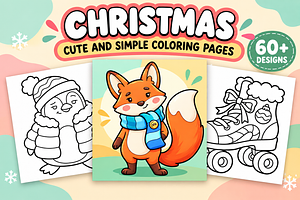 Christmas Coloring Pages for Kids #1, a Seasonal Illustration by Inkivelle Studio