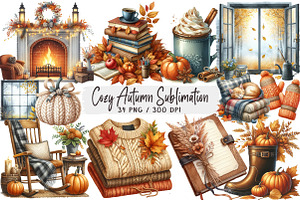 Cozy Autumn Sublimation Clipart, an Illustration by DreamArtGraphic