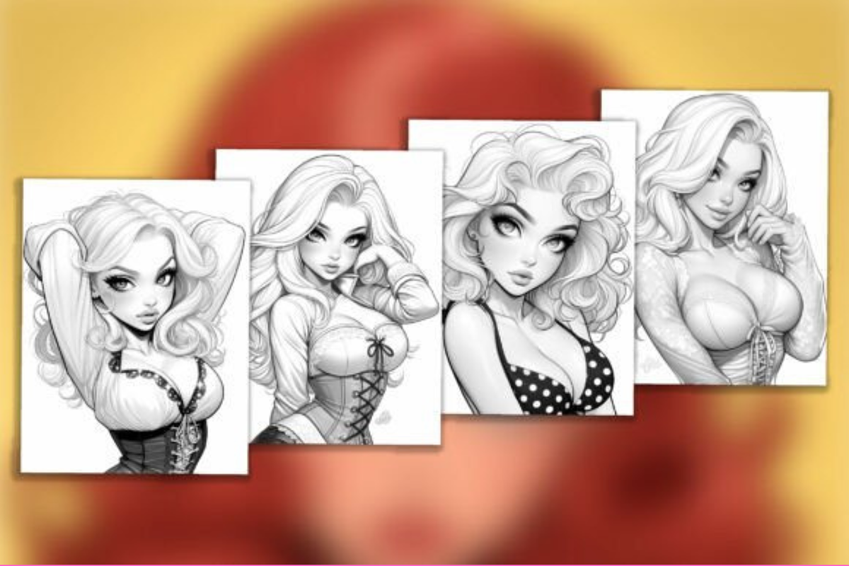 Pin Up Girl Coloring Pages 2026, a Wallpaper Graphic by shopcosm (Photo 2 of 3)