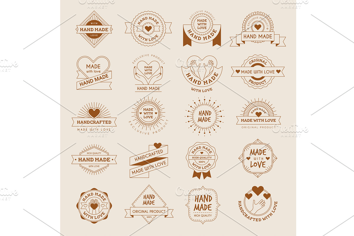 Made with love. Badges for hand made, a Graphic by Onyx