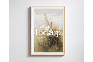 Wooden frame mockup close up