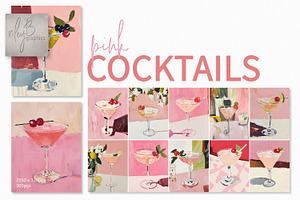Pink Cocktails, a Decorative Illustration by rileyBgraphics