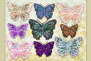 Butterflies Stained Glass Look