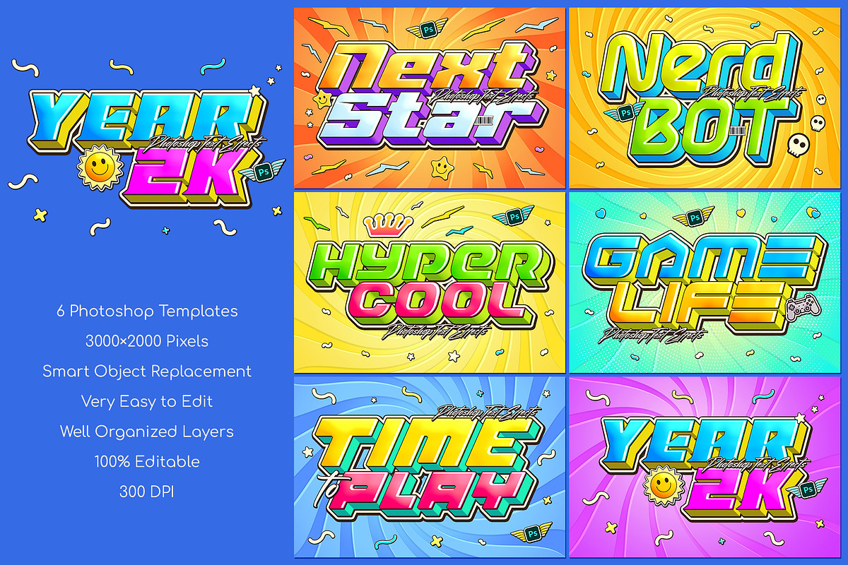 Y2k Text Effects, a Design Template by Andrew Skoch Design