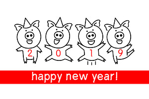 Vector 2019 Happy New Year Pig