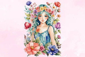 Watercolor Flower Fairy Flowers Clip