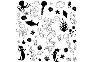 Mermaid Women Vector Set